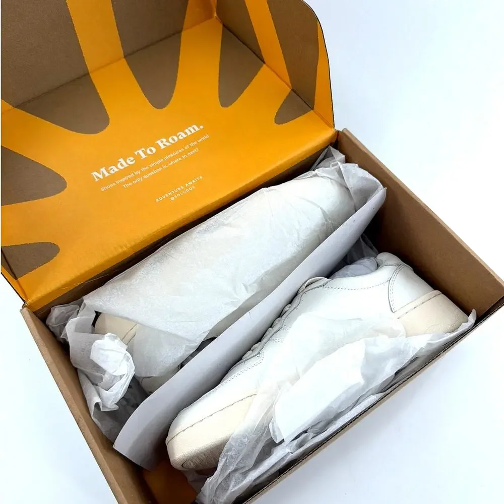 Soludos Women's White Leather Roma Retro Sneakers Size 8